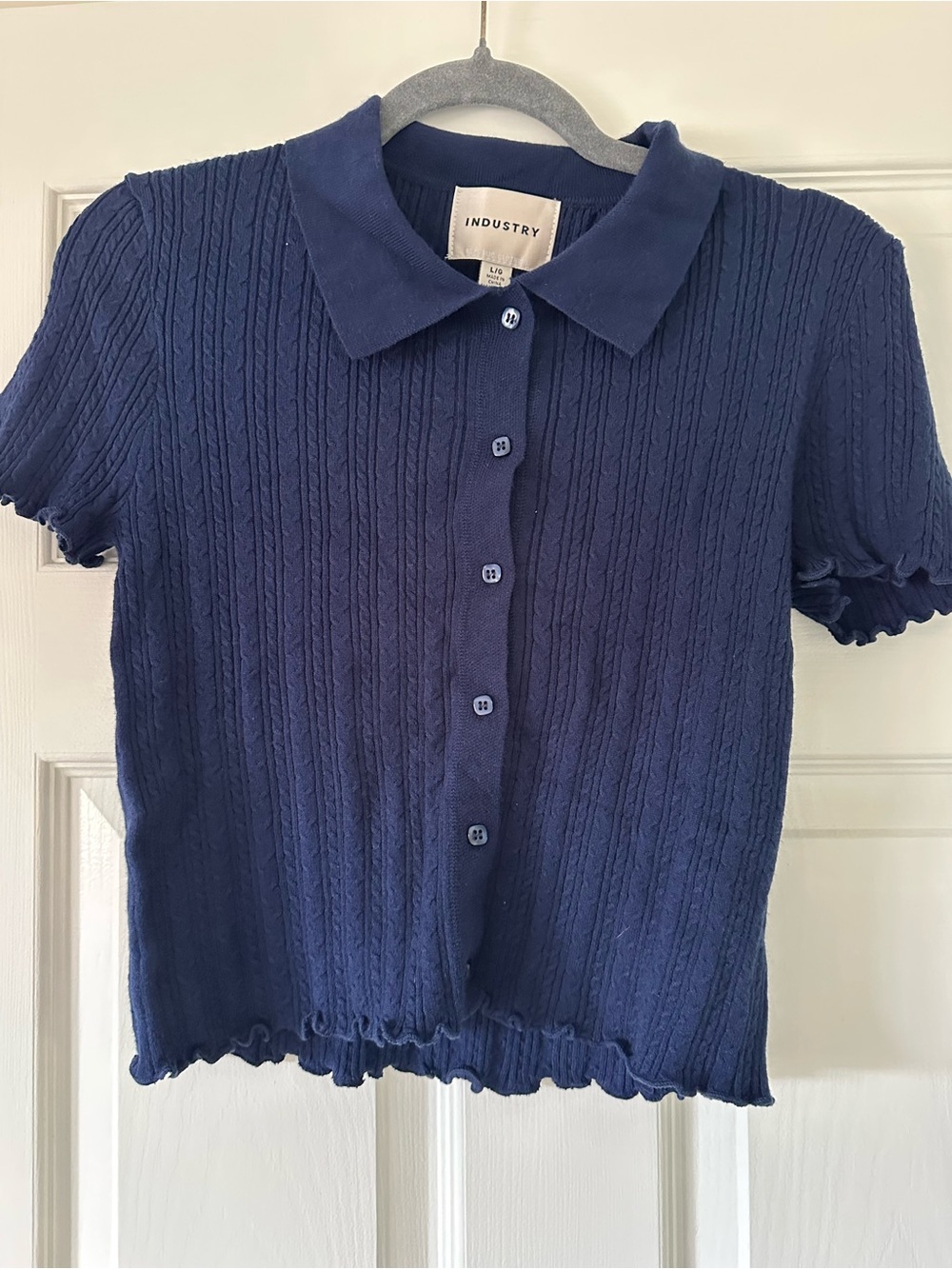 Navy Short-Sleeve Knit Polo
